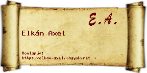 Elkán Axel névjegykártya